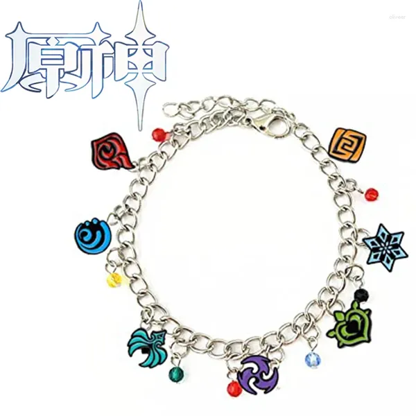 Braccialetti con ciondoli Genshin Impact Bracciale Anime Cartoon Gioielli Gioco Eye Of God 7 Regali in metallo per donna ragazza