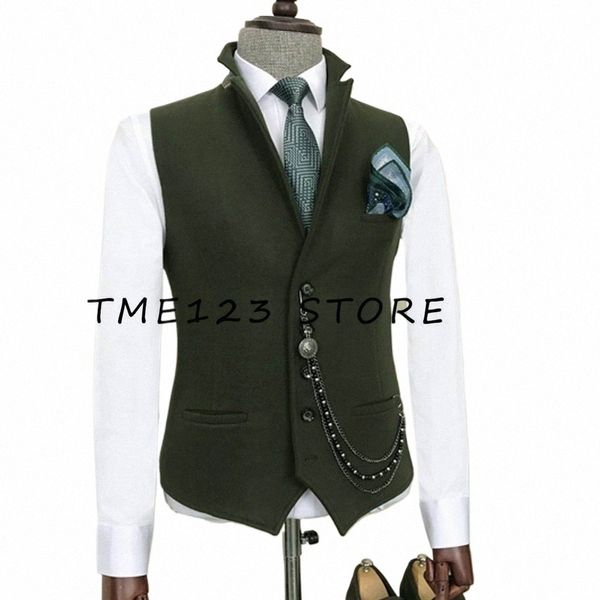 Colete masculino de lã com decote em V, colete casual, roupas masculinas, jaquetas, abotoaduras, ternos elegantes Steampunk b9QE #