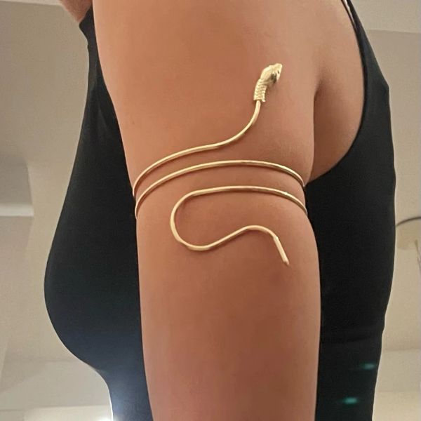 Punk sarılı yılan spiral üst kol manşet kol mili kol bandı bileklik kadın mücevher Mısır Swirl yılan kol kolu koltuk bileziği 240321