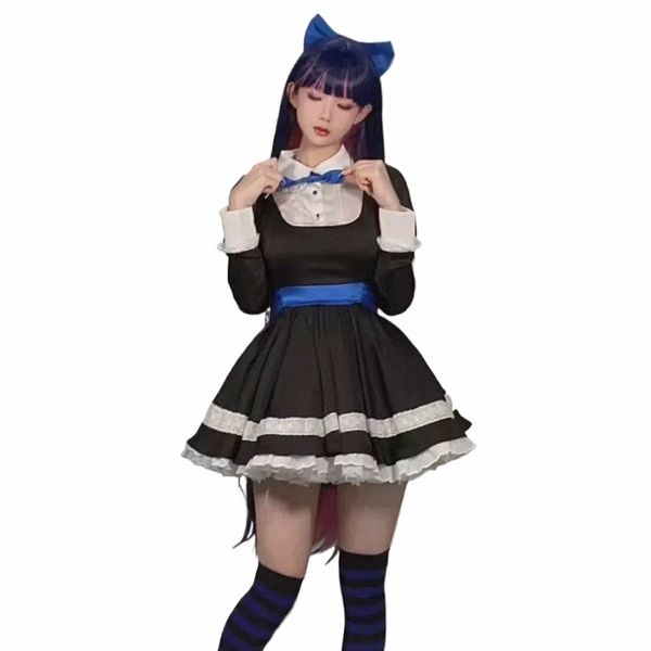 Hochwertige neue Produkte Anime Panty Stocking mit Panty Cosplay Maid Kostüm Mädchen Lolita Dr. Halen Show Party Uniform t6tw #