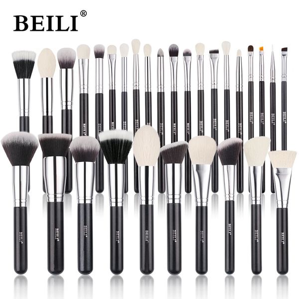 BEILI Schwarzes Make-up-Pinsel-Set, professionelle Pinsel aus natürlichem Ziegenhaar, Foundation, Puder, Kontur, Lidschatten, Make-up-Pinsel 240313