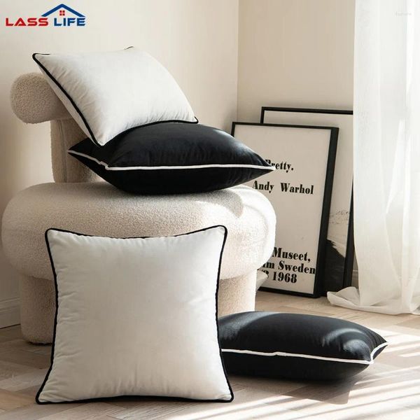 Kissen Samt Soft Cover Dekorative Kissen Wurf Fall Schwarz Weiß Nordic Home Decor Wohnzimmer Sofa Sitz Kissenbezug