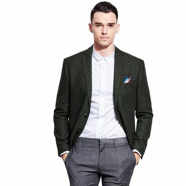 Homens Blazer Primavera Outono Recém-chegados Slim Fit 50% Lã Marca Mens Blazer Jaqueta Busin Noivo Namorado Pai Presente Grosso XS 21mh #