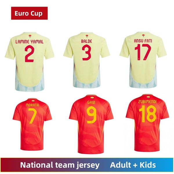 2024 Euro Cup Spagna Maglie nazionali di calcio ANSU FATI ASENSIO MORATA F TORRES KOKE GAVI C SOLER 24/25 RODRI tifosi Versione giocatore magliette da calcio Kit per adulti + bambini