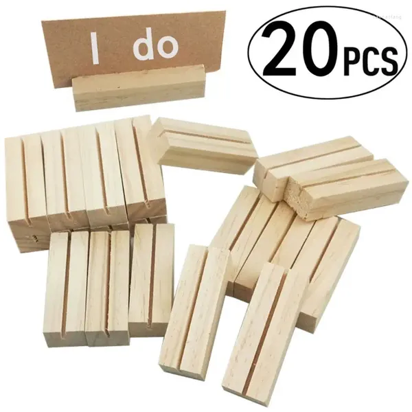 Decorazione per feste 20 pezzi in legno naturale con nome, clip per promemoria, supporto per biglietti da visita, supporto per messaggi da tavolo, organizzatore all'ingrosso