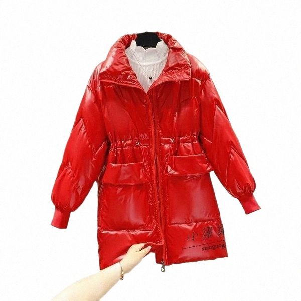 Отказ от W Glossy Down Cott Parka Одежда Женская зимняя новая одежда для мам Толстое среднее и Lg сохраняющее тепло пальто Одежда для хлеба E2GB #