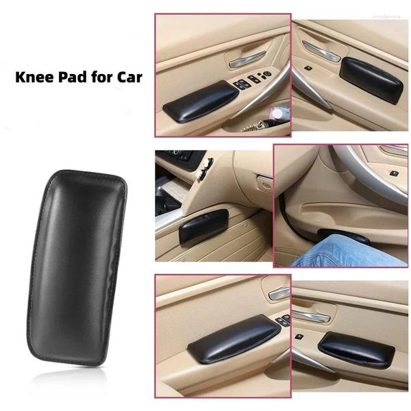 Assento de carro cobre almofada de joelho de couro para travesseiro interior confortável almofada elástica memória espuma universal coxa suporte acessórios 18x8cm