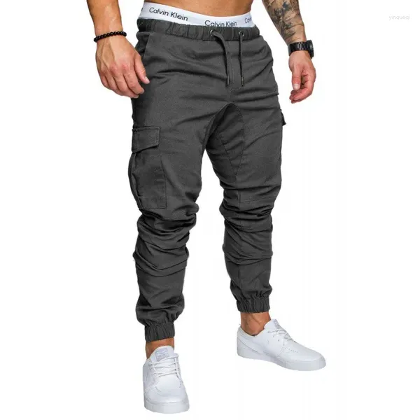 Herrenhose, asiatische Größe, Cargo-Tooling, Hose mit mehreren Taschen, gewebter Stoff, lässige Leggings im Safari-Stil, Herren, 9 Farben