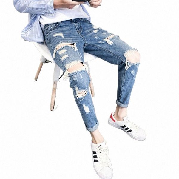 Top Quality 2022 Distred Beggar Jeans Maschio Gigante Strappato Hole Piedi maschili belli Hip Hop Streetweat Cowboy Harem Pants Uomo i1t5 #