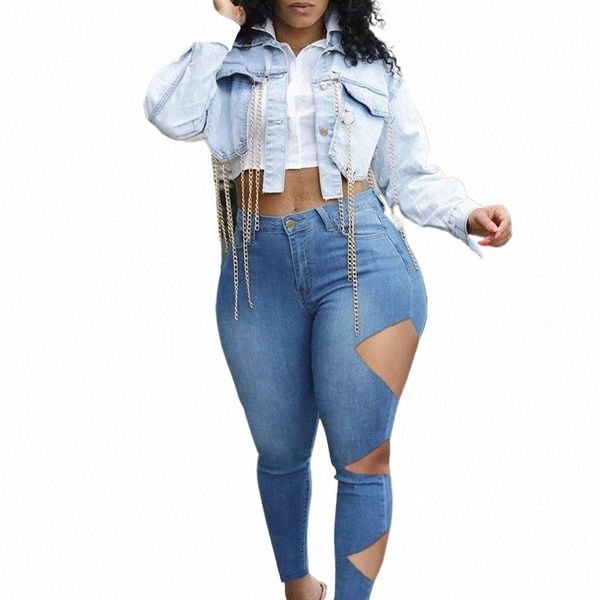 Plus Size Street Asymmetrical Cut Hole Stretchy Skinny Jeans 3XL Frauen Party Club Outfits Sexy Riped Mid Waist Bleistift Denim Hose D1E5 #