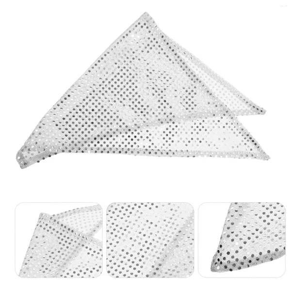 Abbigliamento per cani 2 pezzi Sciarpa triangolare Ornamento Bandane Fazzoletto da collo Paillettes Decorazione con bavaglino per cuccioli in poliestere lucido