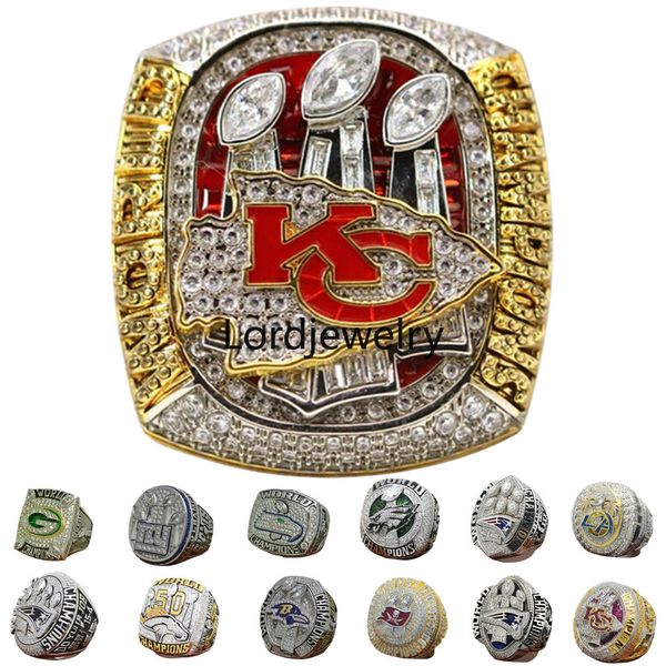 Designer Super Bowl Campeonato Anel Luxo 14K Ouro KC Campeões Anéis Para Homens Mulheres Diamante Estrela Jóias