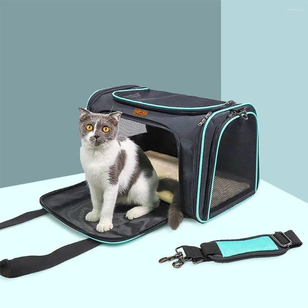 Katzentragetasche, tragbar, Oxford-Stoff, für Haustiere, Hundeträger, atmungsaktives Netz, großes Volumen, einschulteriger Rucksack, Outdoor-Reisen, Fluggesellschaft