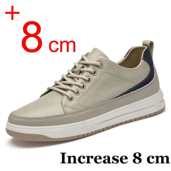 Sapatos novos homens tênis sapatos de elevador sapatos de couro confortável para homens para homens 6cm de 8 cm de salto casual altura de altura Sapatos Homem