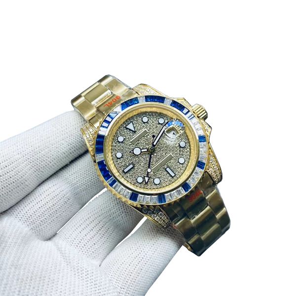 AAA Designer orologi da uomo orologio da uomo 40mm 904L automatico a piede meccanico a piede meccanico in vetro in vetro impermeabile in ceramica blu rosso orologio diamante con diamante orologio