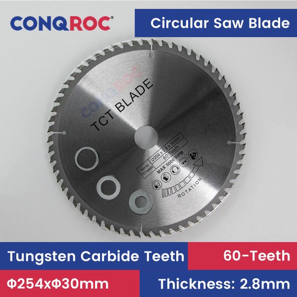 Zaagbladen Holzbearbeitungs-TCT-Kreissägeblatt 254 x 30 mm, 60 Zähne, Wolframkarbid-Zähne