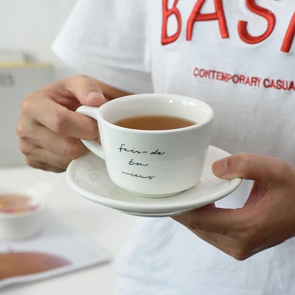 Tassen Koreanischen Stil Nische Kaffee Shop Einfache Retro Französisch Keramik Tasse Und Untertasse Set Kreative Nachmittagstee Tasse Hause Büro trinken
