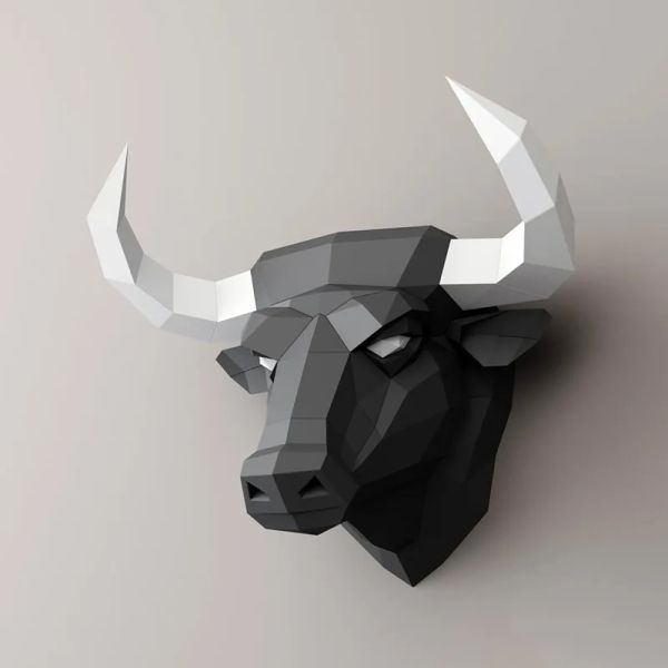 Minyatürler 3D Papercraft DIY Paper Model Bull's Head Heykel Ev Dekorasyon Bulmacaları Hayvanlar Modeller Origami Hediyeleri Yetişkin Oyuncak Oturma Odası