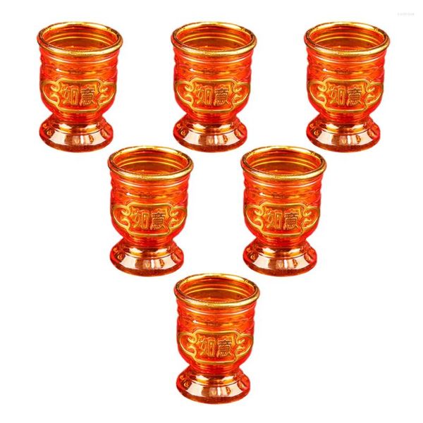 Одноразовые чашки, соломинки, 6 шт., стаканы для питья, кубок, нежная чашка, бронзовая чашка для поклонения, принадлежности, контейнер для подачи воды, изысканный