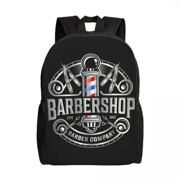 Mochila Barber Shop Sign Laptop Homens Mulheres Casual Bookbag para College School Student Barbershop Bags