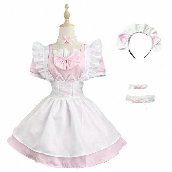 Oversize 4Xl 5Xl Maid Outfit Lolita Dr Süße Rosa Rüschen Diener Uniform Café Kellner Uniform Halen Cosplay Kostüm Anime I0MX #