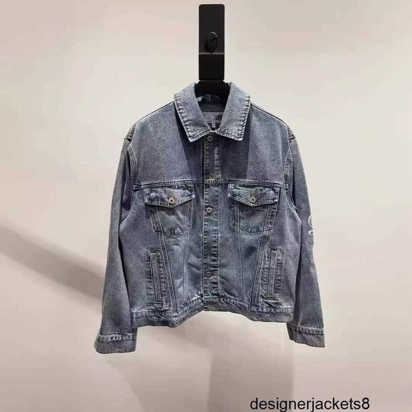 Designer Versione corretta del marchio di tendenza 2024 giacca in denim tannino lavato blu primavera per uomo e donna, tendenza giacca coppia SDUK