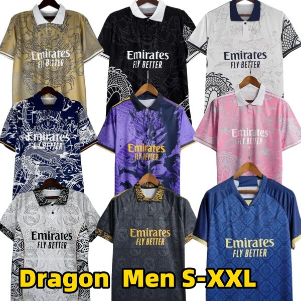 2024 Dragão Chinês Camisas de Futebol BELLINGHAM VINI JR Tchouameni Venda Quente 2023 2024 Real Madrids Camisa de Futebol Tailândia CAMAVINGA ALABA Rodrygo Homens Kit Uniforme