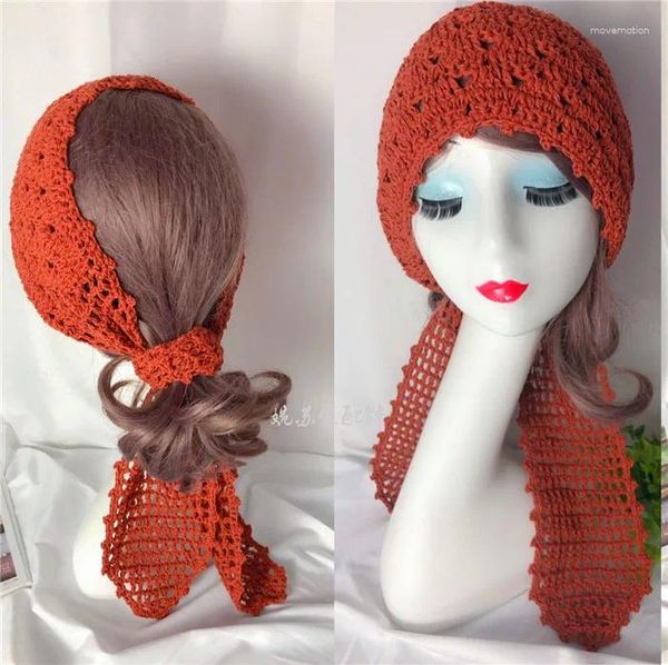 Lenços 2024 Mori Girl Tridimensional Crochet Flower Tassel Scarf Mulheres