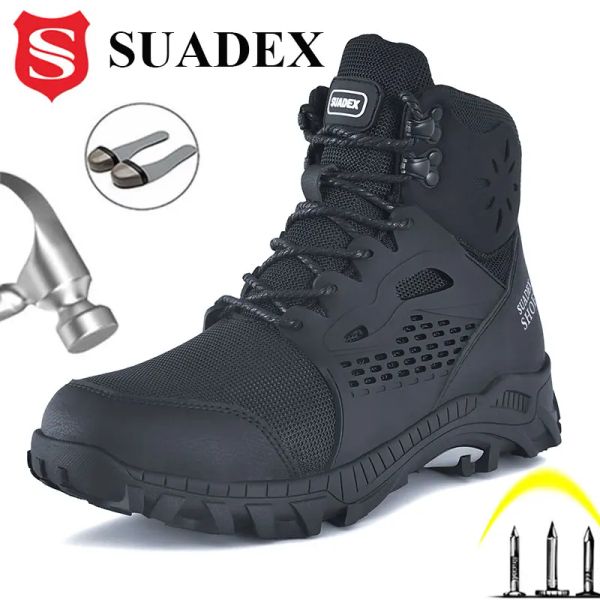 Botas Suadex S1 Botas de segurança homens trabalham sapatos antismisshing de aço de segurança sapatos de segurança masculino botas femininas antispipemery Eur Size 3748