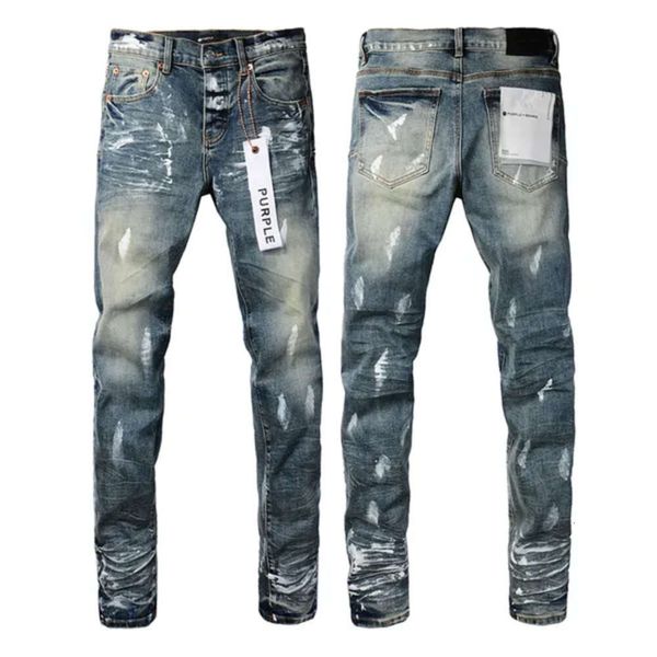 Джинсы фиолетового цвета, новые высококачественные мужские джинсы, дизайнерские модные рваные джинсовые брюки-карго для мужчин, модные джинсы высокой уличной моды 124