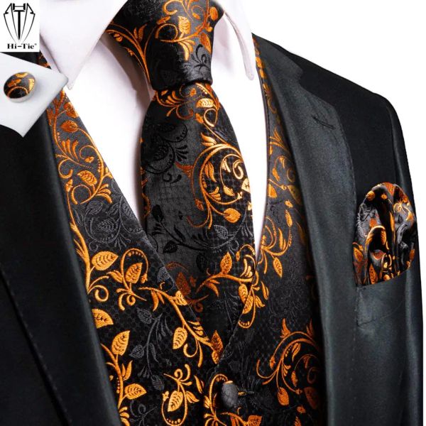 Giubbotti hitie jacquard seta maschile welistcoat cravatta set manica giacca cravatta petatina abbondante abbondante