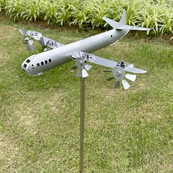 Decorações de jardim escultura de vento metal 3d B-29 super fortaleza avião modelo arte decoração girador decoração ao ar livre aeronaves moinho de vento