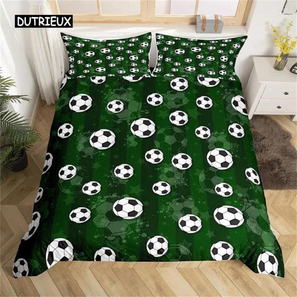 Set da letti per ragazzi o ragazze 3d football copripiumino set con trapunta ball sport tema singolo per bambini camera da letto per adolescenti