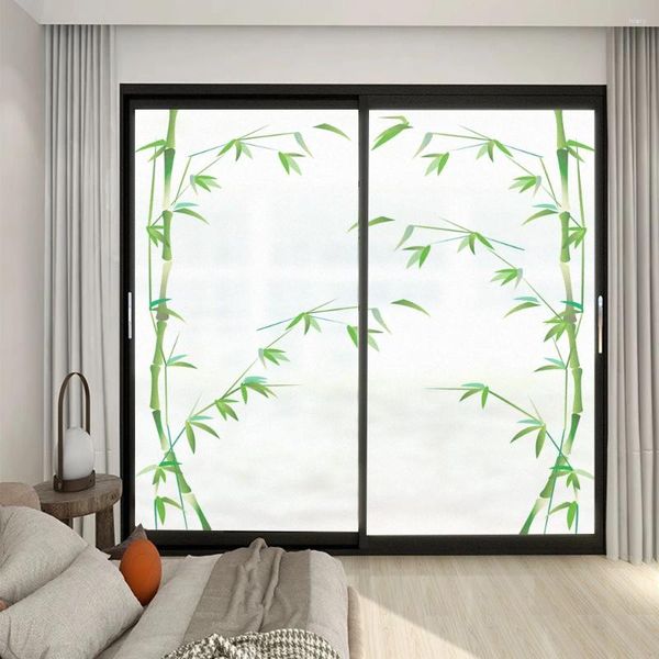 Наклейки на окна, ПВХ-стекло, пленка для конфиденциальности, бамбуковый узор, матовое украшение для раздвижной двери, статическая цепляющаяся бесклеевая наклейка