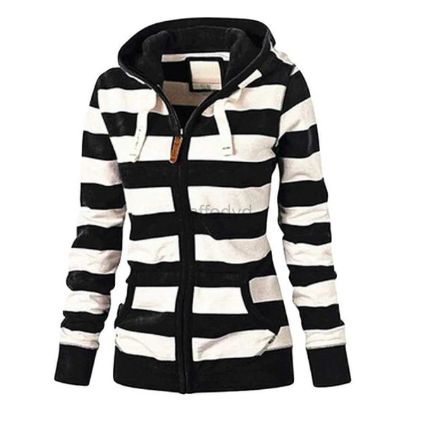 Felpe con cappuccio da donna Felpe con cappuccio da donna Felpa a righe Cappotto con cerniera Top più spessi Autunno Tuta con cappuccio Cappotto Giacca Casual da donna Slim Maglione moletom 24328