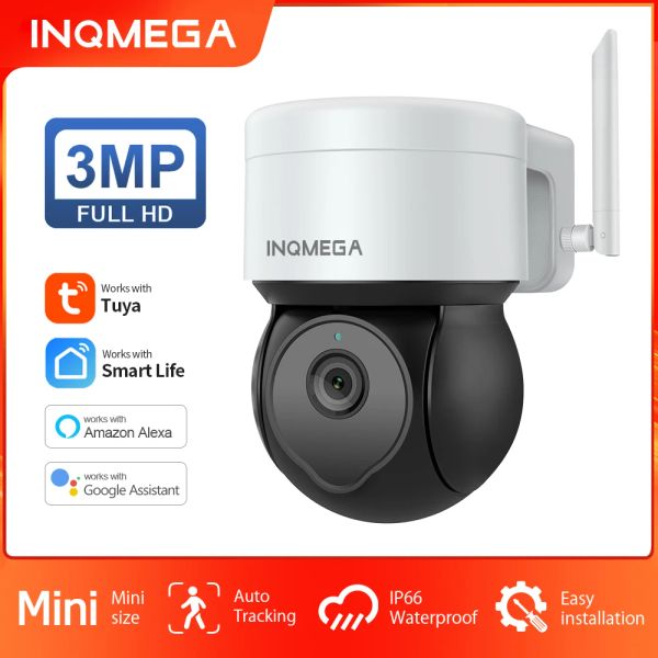 Scatole Inqmega 3mp Wifi Tuya Telecamera Smart Cloud Ptz Ip Camera Esterna Google Home Alexa Video Sorveglianza Cam per Yard