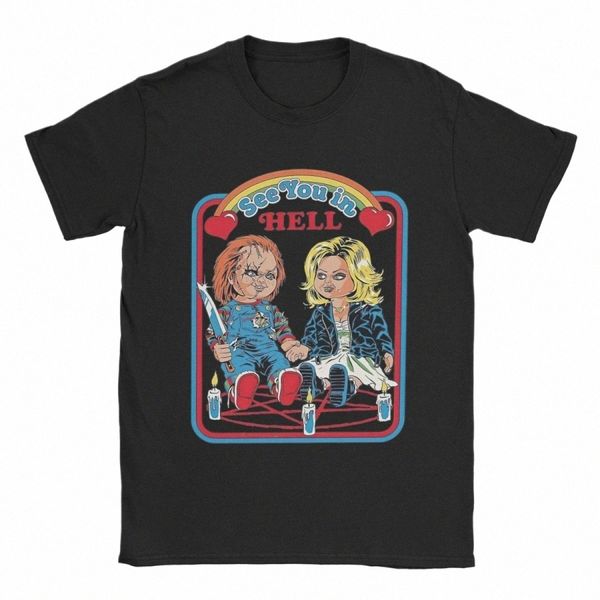 Chucky See You In Hell Camisetas para Homens Pure Cott Novidade Camisetas Gola Redonda Camiseta Manga Curta Roupas Festa w0os #