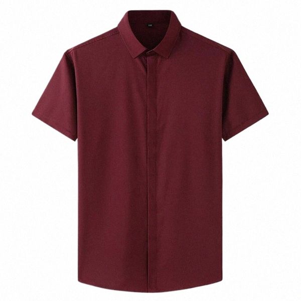 9XL 10XL 12XL Camicie da ufficio estive Plus Size Camicie da uomo formali Manica corta Busin Big 5XL 8XL Blu Vino rosso Camicia nera 54 l3fT #