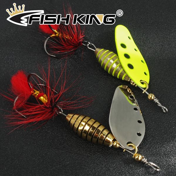 PEIXE REI pinner Isca 6g/12g/16g Spinnerbait com Pena Gancho Aguçado Colher de Metal Isca De Pesca Dura Isca De Pesca Isca 240315