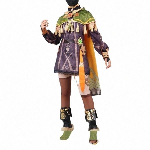 gioco Genshin Impact Collei Sumeru Dendro Avidya Forest Ranger Trainee Costume Cosplay Anime Collei Maid Dr Parrucca Scarpe Orecchini r7P7 #