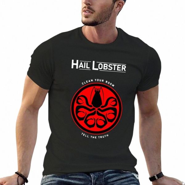 hail lobster T-shirt essenziale tinta unita taglie forti top neri estivi t-shirt da uomo m3ai #