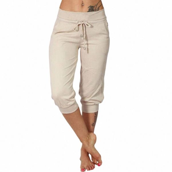 Pantaloni da yoga Capri da donna Pantaloni da pigiama con coulisse larghi Pantaloni da jogging con tasche S0so #