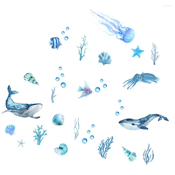 Banyo Paspasları Denizaltı Hayvan Duvar Etiketi Okyanus Çıkartmaları DIY Küvet Karikatür PVC Salonu Slip Dekor Salon Çocuk Tırnak