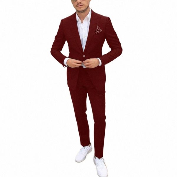 Abito da uomo nuovo 2 pezzi monopetto Fi Abito da sposa Sposo Best Man Dr Busin Abbigliamento da ufficio casual G2Pe #