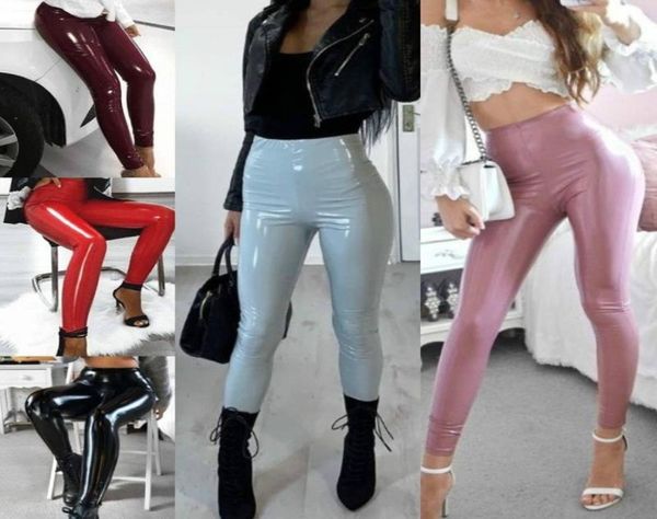 5 Farben Mode Yoga Hosen für Mädchen Leggings Sport PS Größe Fitnessstudio PU Stretch Lederhose Fitness hohe Taille Lift Gesäß Bauchkontrolle Laufstrumpfhose legging2622579