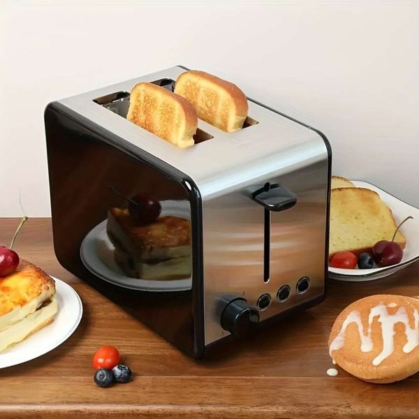 1 Stück 2 Stück 900 W Breitschlitz-Toaster mit abnehmbarer Krümelschublade, leicht zu reinigender Frühstücks-Sandmacher – kleines Küchengerät