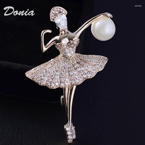 Broschen Donia Schmuck Sieraden Luxe Merk Dance Meisjes Vorm Women Sjaal Pinnen Perfect Kubieke Zirkoon Broches Boeket Paar