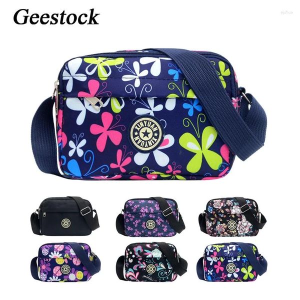 Bolsas de ombro Geestock Moda Feminina Impressão Crossbody Messenger Bag Feminino Nylon Leve-Portátil Bolso de Telefone Pequena Bolsa