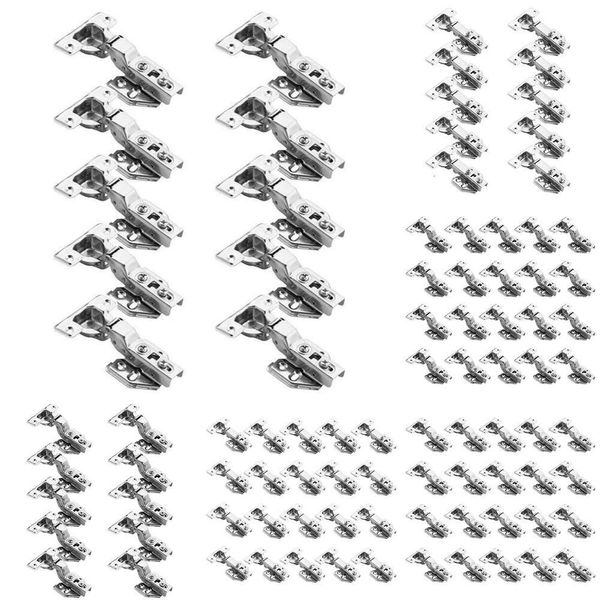 Aktualisieren Sie neue 10/20-teilige Scharniere mit sanftem Schließen und vollständiger Overlay-Tür, hydraulische Scharniere ohne Bohrloch, zum Aufstecken für Schrank, Schrank, Möbel, Hardware, Auto