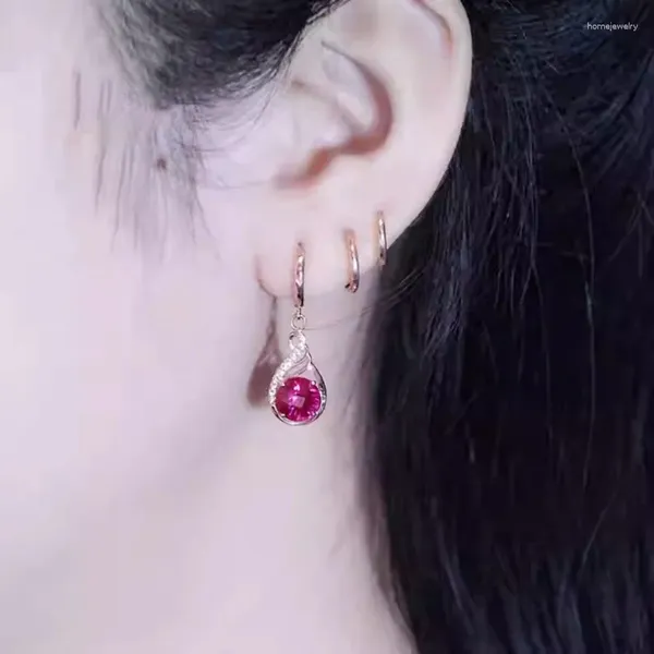 Brincos pendurados luz luxo 585 roxo ouro vermelho gema para mulheres estilo longo gotas de água chapeamento 14k rosa elegante brincos jóias